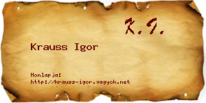 Krauss Igor névjegykártya